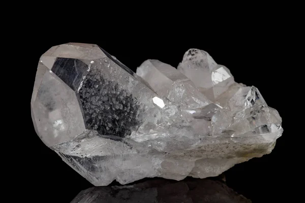 Rhinestone Piedra Mineral Macro Sobre Fondo Negro Cerca — Foto de Stock