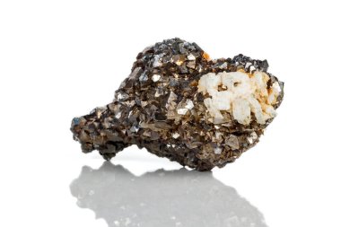 Makro mineral taş Arsenopyrite beyaz bir arka plan üzerinde Kapat