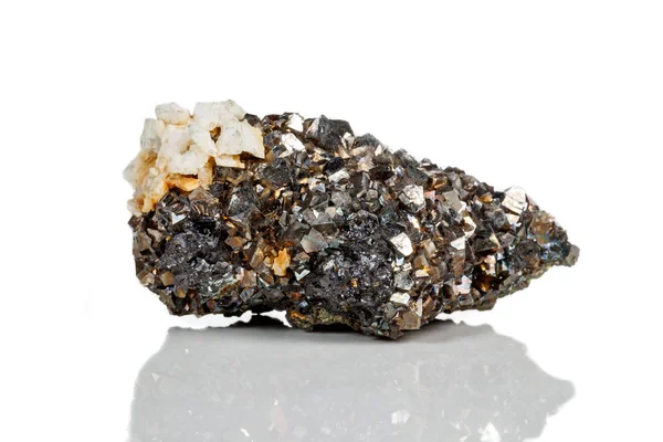 Pedra Mineral Macro Arsenopyrite Fundo Branco Fechar — Fotografia de Stock