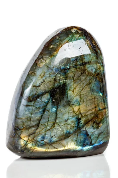Macro Labradorite Mineral Stone White Background Close — Stock Photo, Image