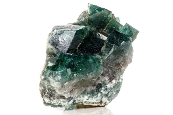 Pietra Macrominerale Fluorite Fondo Bianco Primo Piano — Foto Stock