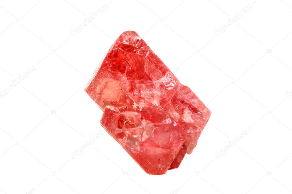 Macro mineral spinel stone on white background close up