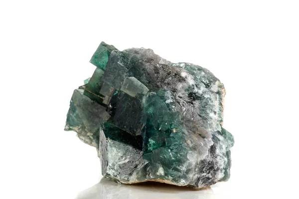 Pietra Macrominerale Fluorite Fondo Bianco Primo Piano — Foto Stock