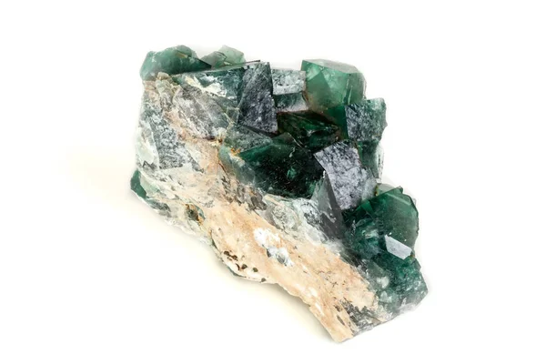 Pedra Mineral Macro Fluorite Sobre Fundo Branco Close — Fotografia de Stock