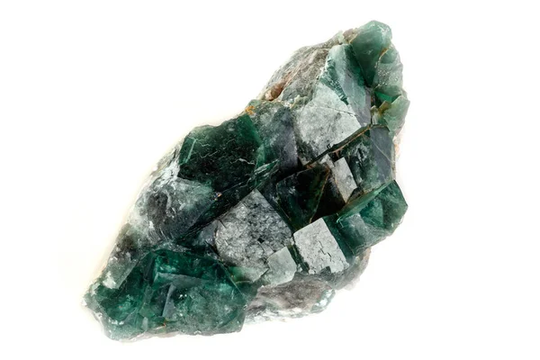 Pedra Mineral Macro Fluorite Sobre Fundo Branco Close — Fotografia de Stock