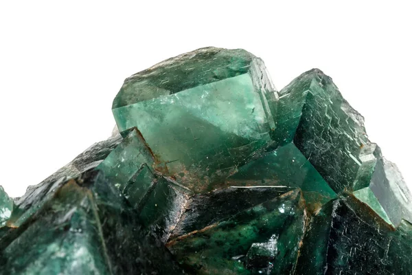 Pedra Mineral Macro Fluorite Sobre Fundo Branco Close — Fotografia de Stock