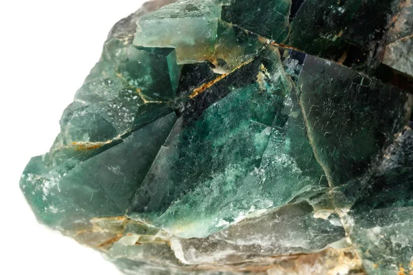 Pietra Macrominerale Fluorite Fondo Bianco Primo Piano — Foto Stock