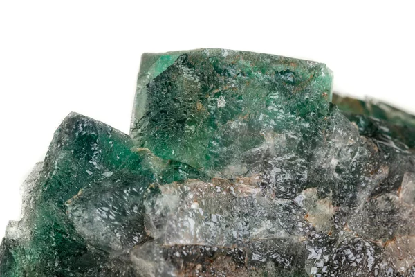 Pedra Mineral Macro Fluorite Sobre Fundo Branco Close — Fotografia de Stock