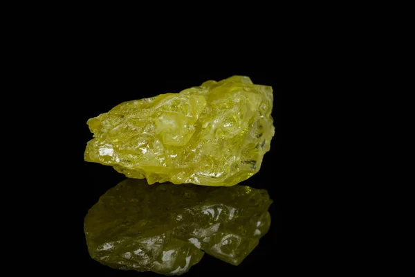 Macro Mineral Sulfur Stone Black Background Close — Stock Photo, Image