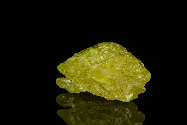 Piedra Azufre Mineral Macro Sobre Fondo Negro Cerca — Foto de Stock