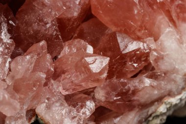Makro mineral taş pembe Ametist siyah bir zemin üzerine yakın çekim