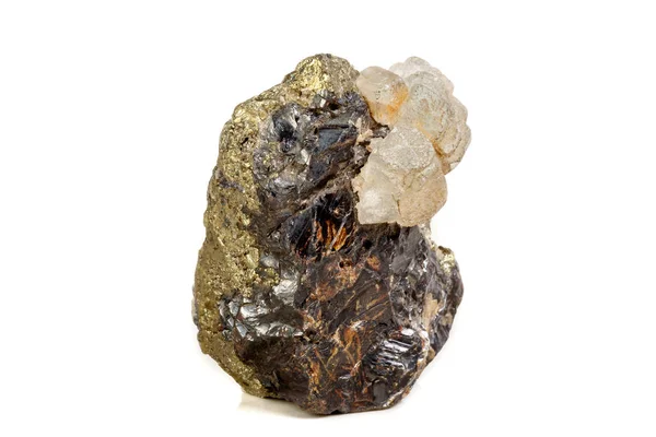 Macro Une Pierre Minérale Sphalerite Avec Fluorite Pyrite Sur Fond — Photo