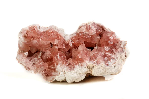 Makro Mineral Taş Pembe Ametist Beyaz Bir Arka Plan Üzerinde — Stok fotoğraf