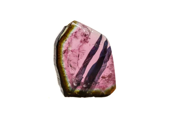 Makro Mineral Turmalin Stein Auf Weißem Hintergrund Nahaufnahme — Stockfoto