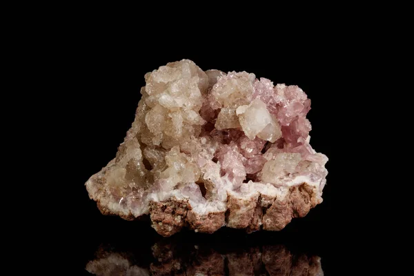 Macro Mineral Stone Pink Amethyst Black Background Close — Stock Photo, Image