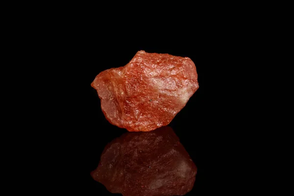 Makro Mineral Sten Nefelin Soliga Sten Svart Bakgrund Närbild — Stockfoto