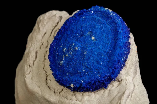 Macro Pedra Mineral Azurite Siltstone Contra Fundo Preto Fechar — Fotografia de Stock