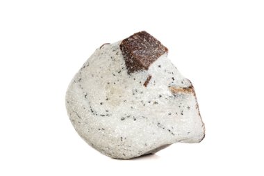 Macro mineral stone Staurolite on a white background close up clipart