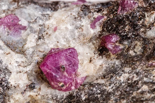 Macro Mineral Ruby Stone White Background Close — Stock Photo, Image