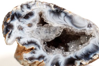 Makro mineral taş akik böbrek gerbera beyaz arka plan üzerinde kapat