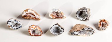 Makro mineral taş akik böbrek gerbera beyaz arka plan üzerinde kapat