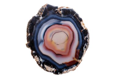 Beyaz bir arka plan makro mineral taş sarı, kahverengi akik doğurmak yakın çekim