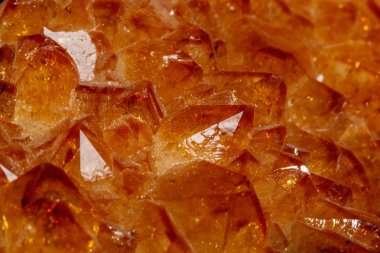 Makro mineral taş Citrine kristaller siyah bir zemin üzerine kaya yakın çekim