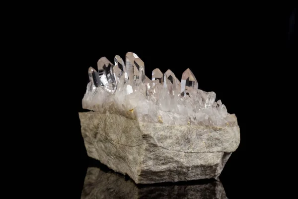 Macro Mineral Stone Rhinestone Crystals Black Background Close — Stock Photo, Image