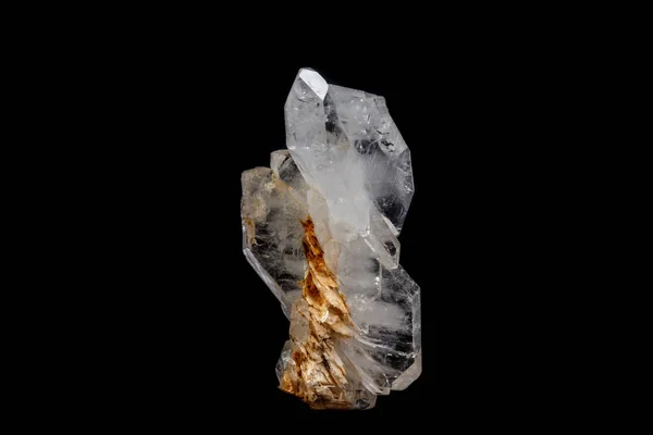 Pedra Mineral Macro Cristal Achatado Cristal Rocha Fundo Preto Close — Fotografia de Stock