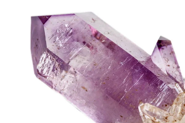 Amethyst Crystal Druse Makro Mineral Vit Bakgrund Närbild — Stockfoto