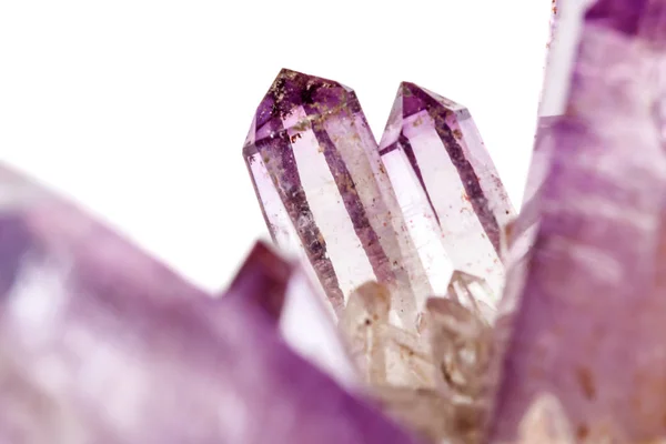 Ametista Crystal Druse Macro Minerale Sfondo Bianco Primo Piano — Foto Stock