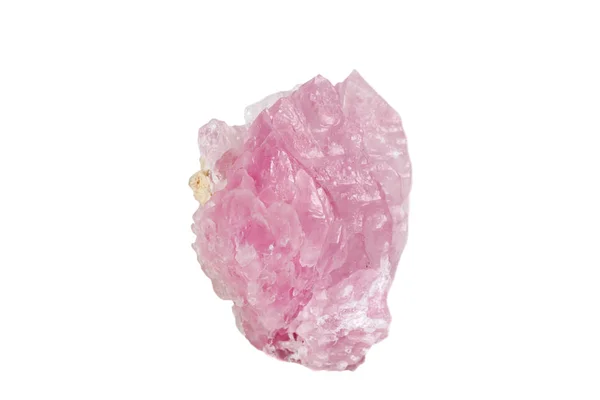 Pedra Mineral Macro Quartzo Rosa Sobre Fundo Branco Close — Fotografia de Stock