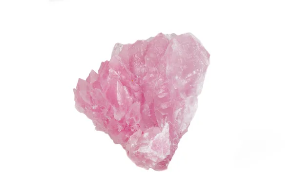 Μακροεντολή Ορυκτή Πέτρα Ροζ Χαλαζία Λευκό Φόντο Γκρο Πλαν — Φωτογραφία Αρχείου