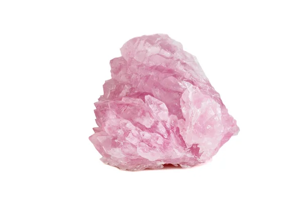 Pedra Mineral Macro Quartzo Rosa Sobre Fundo Branco Close — Fotografia de Stock