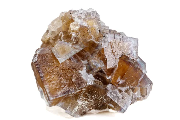 Macro Piedra Mineral Amarillo Fluorita Sobre Fondo Blanco Cerca — Foto de Stock