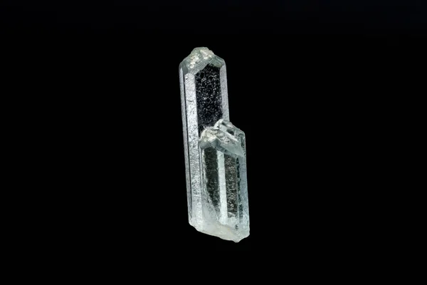 Makro Mineral Stone Aquamarine Svart Bakgrund Nära Håll — Stockfoto