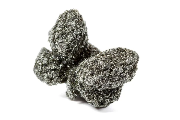 Makro mineral taş klorit içinde kuvars beyaz bir arka plan üzerinde Kapat