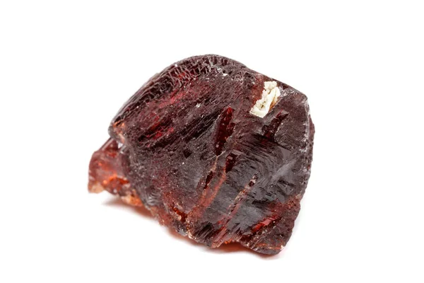 Batu Mineral Makro Garnet Spessartine Pada Latar Belakang Putih Menutup — Stok Foto