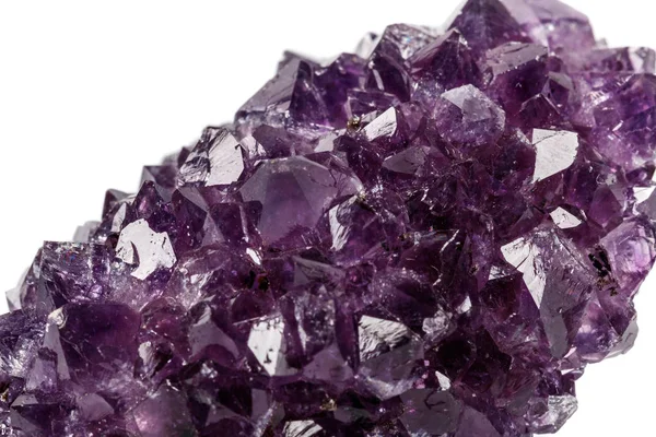 Macro Mineral Stone Amethysts Eye Crystals White Background Close — Stock Photo, Image