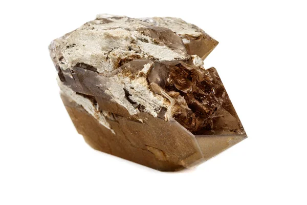 Macro Mineral Stone Smoky Quartz White Background Close — Stock Photo, Image