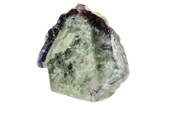 Macro Uma Pedra Mineral Fluorite Fundo Branco Close — Fotografia de Stock