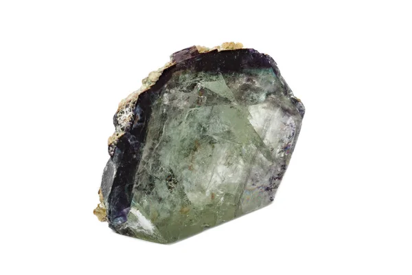 Macro Uma Pedra Mineral Fluorite Fundo Branco Close — Fotografia de Stock