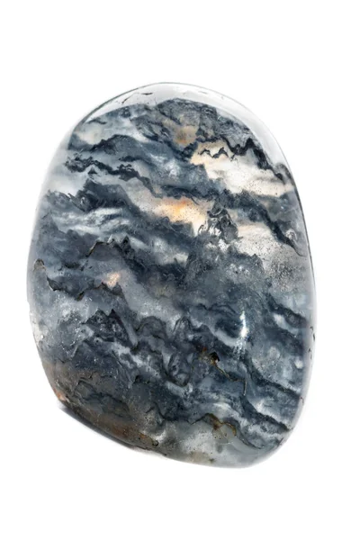 Piedra Cuarzo Mineral Macro Con Dumortierita Sobre Fondo Blanco Cerca — Foto de Stock