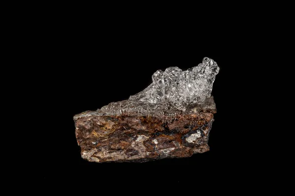 Makro Hyalite Mineral Sten Svart Bakgrund Närbild — Stockfoto