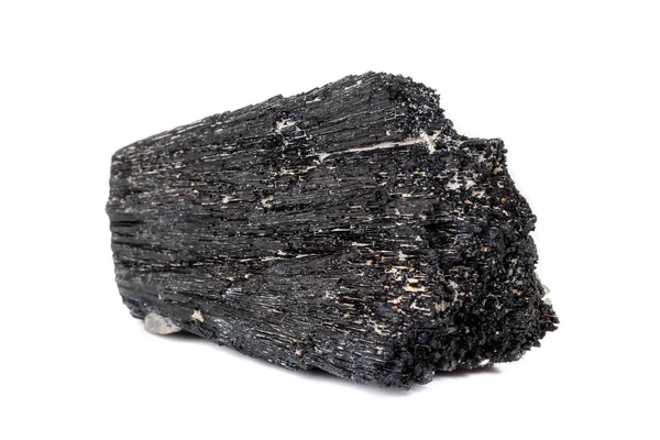 Makro Kamienie Schorl Turmalin Czarny Białym Tle Bliska — Zdjęcie stockowe