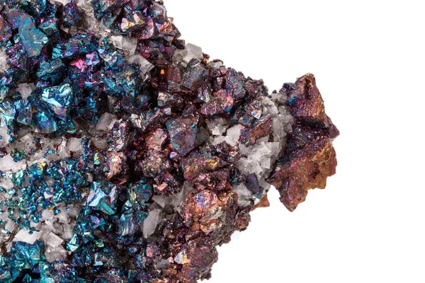 Makro Mineral Taş Chalcopyrite Beyaz Bir Arka Plan Üzerinde Kapat — Stok fotoğraf