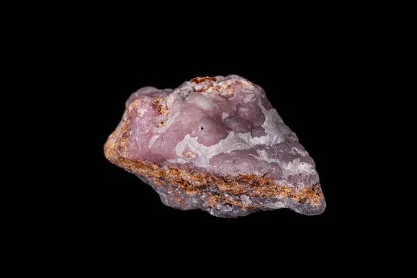 Macro Rosa Smithsonite Pietra Minerale Microcline Sfondo Nero Primo Piano — Foto Stock