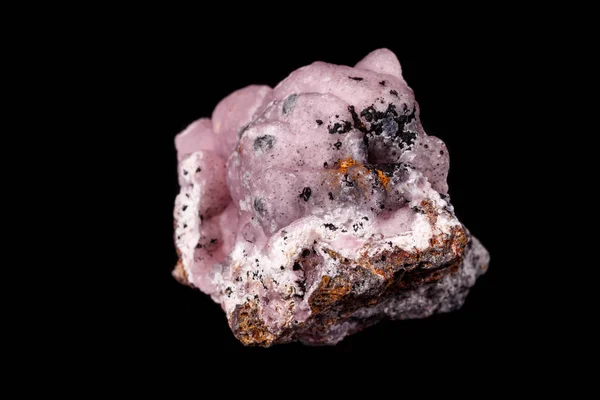 Макророжевий Мінеральний Камінь Смітсоніта Мікроклітині Чорному Тлі Крупним Планом — стокове фото