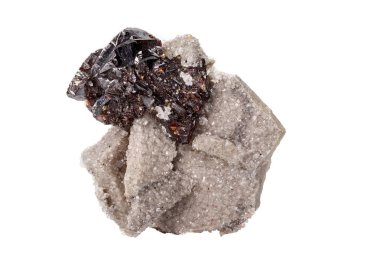 Mineral Sphalerite taş microcline beyaz arka plan üzerinde üzerinde makro yakın çekim