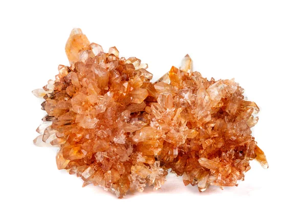 Mineral taş Creedite microcline beyaz arka plan üzerinde üzerinde makro yakın çekim
